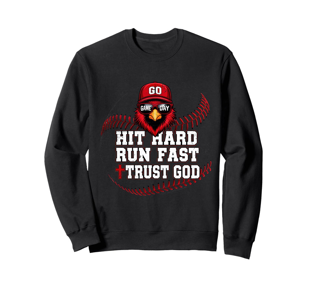 Hit Hard Run Fast Trust God Sweatshirt - Minimalist Print for Adults - T-Shirt, Sweatshirt, Hoodie