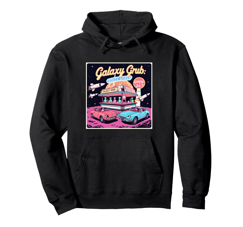 Galaxy Grub Space Diner Sci Fi Fan Hoodie - Unique Graphic for Adults - T-Shirt, Sweatshirt, Hoodie