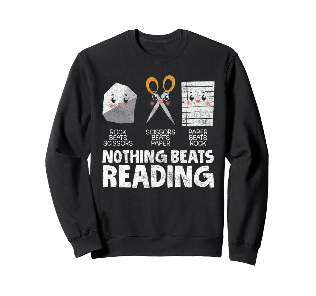 Rock Paper Scissor Reading Book Sweatshirt - Custom Art Print Unisex - T-Shirt, Sweatshirt, Hoodie