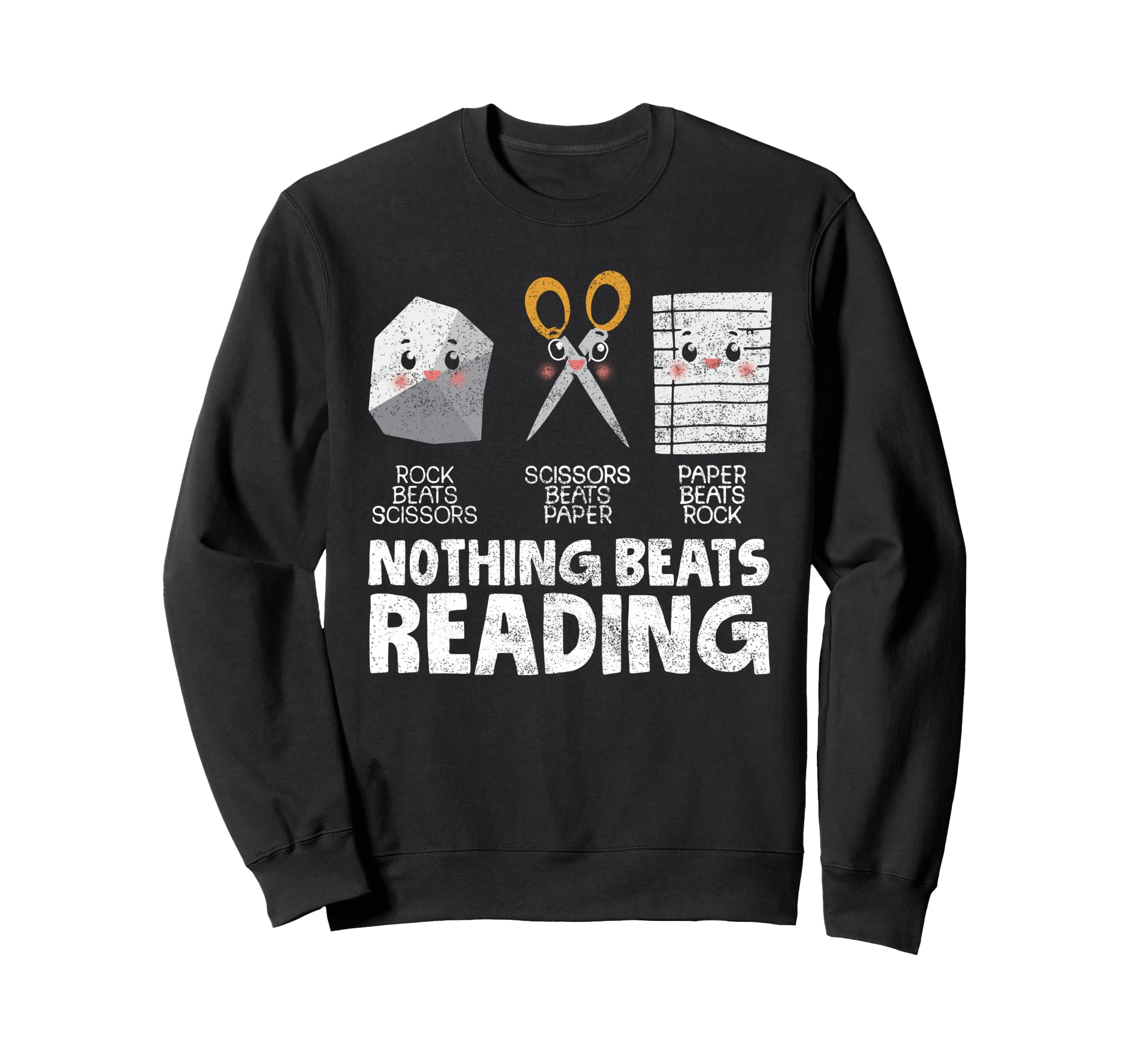 Rock Paper Scissor Reading Book Sweatshirt - Custom Art Print Unisex - T-Shirt, Sweatshirt, Hoodie
