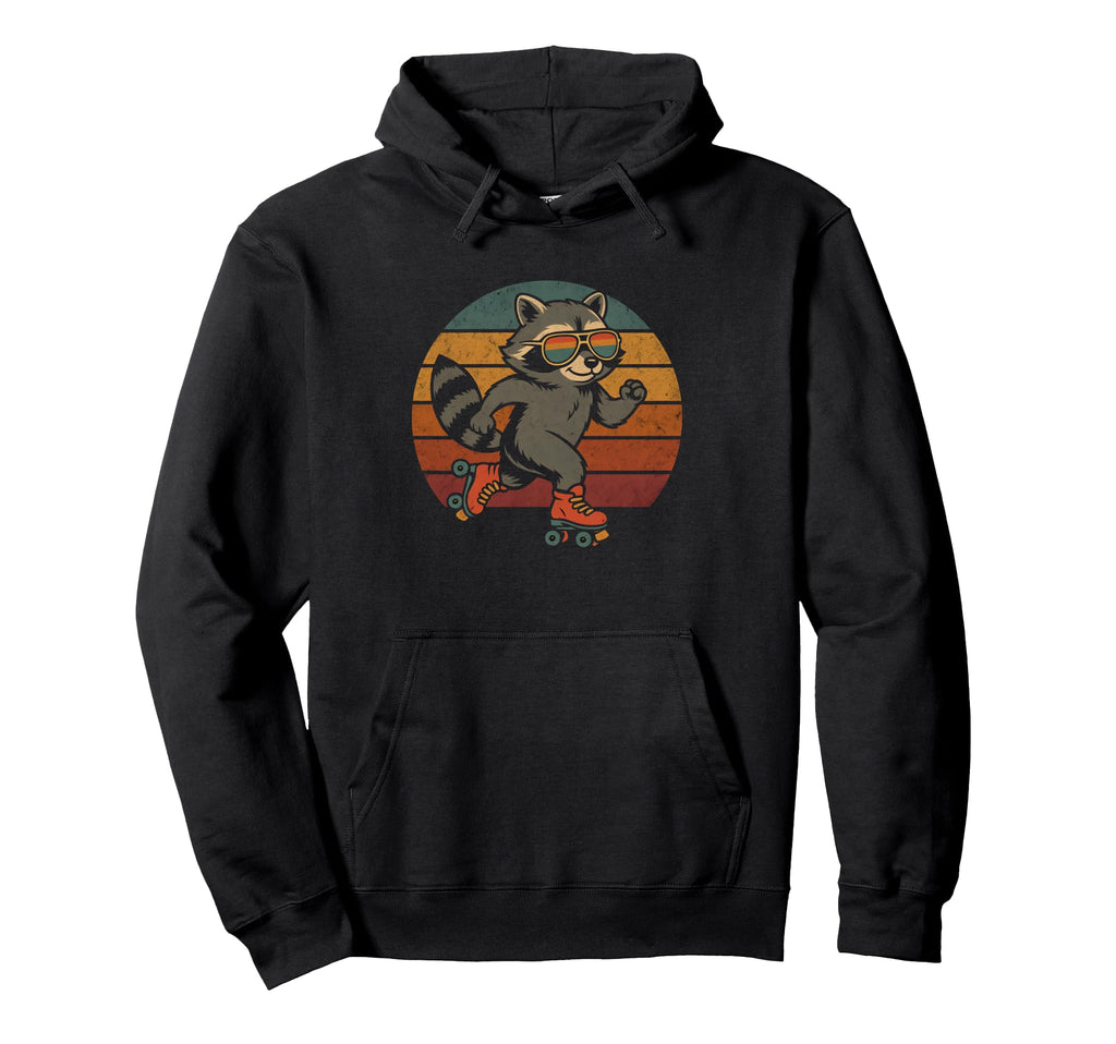Raccoon Roller Skates Hoodie - Graphic Print Men Women - T-Shirt, Sweatshirt, Hoodie