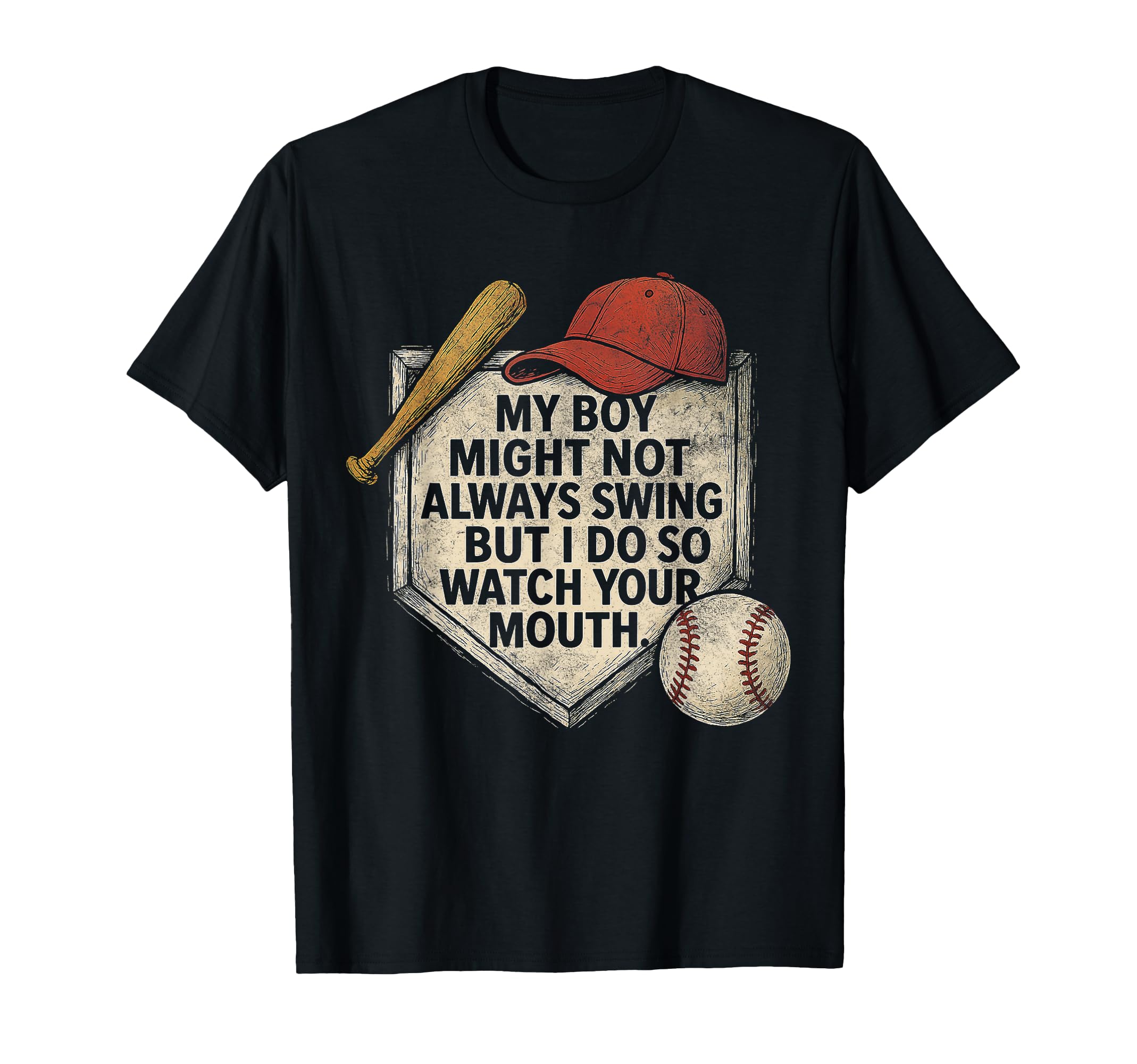 My Might Not Swing But I Do Funny Baseball T-Shirt - Trendy Graphic Unisex - T-Shirt, Sweatshirt, Hoodie