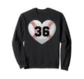Baseball Number 36 Distressed Heart Sweatshirt - Novelty Apparel Men Women - T-Shirt, Sweatshirt, Hoodie
