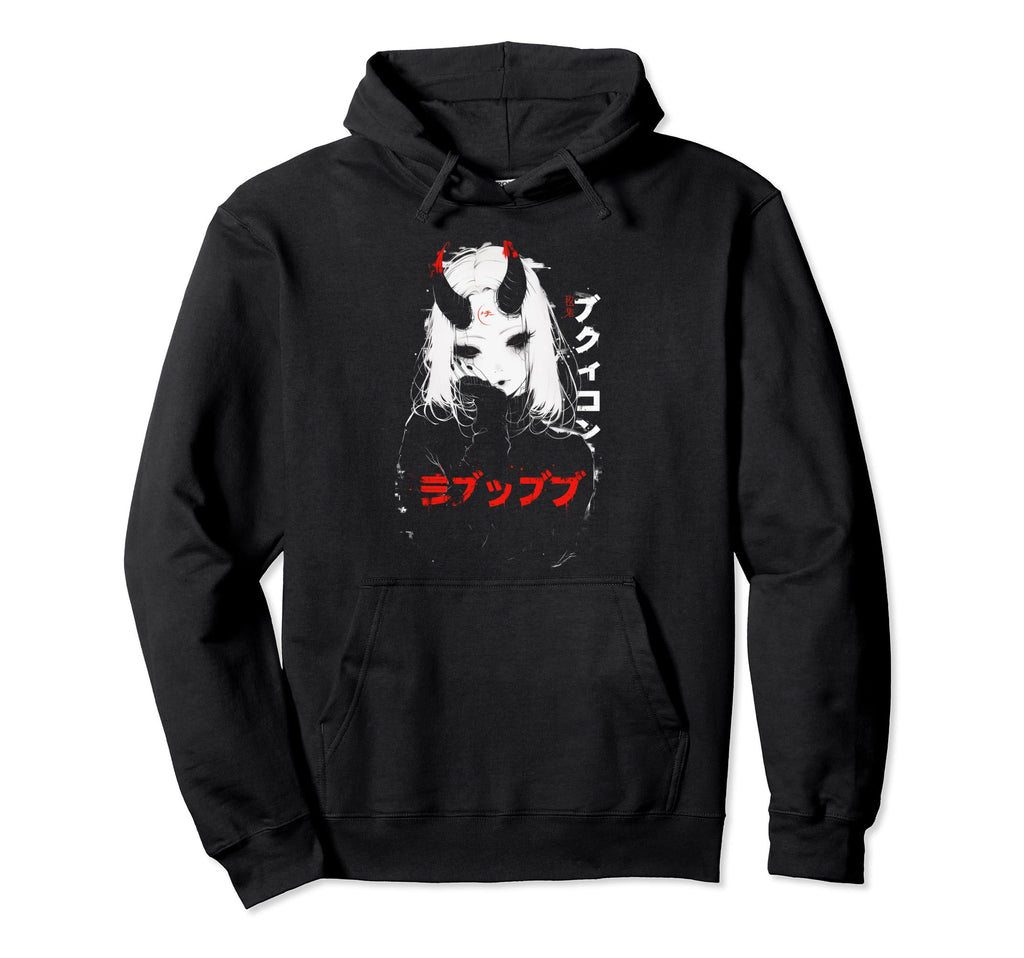 Anime Goth Grunge Demon Waifu Horror Alt Hoodie - Novelty Apparel Unisex - T-Shirt, Sweatshirt, Hoodie