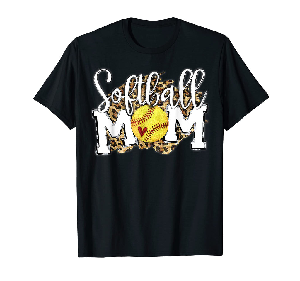 Softball Mom Leopard Funny Baseball Mom T-Shirt - Graphic Print for Adults - T-Shirt, Sweatshirt, Hoodie