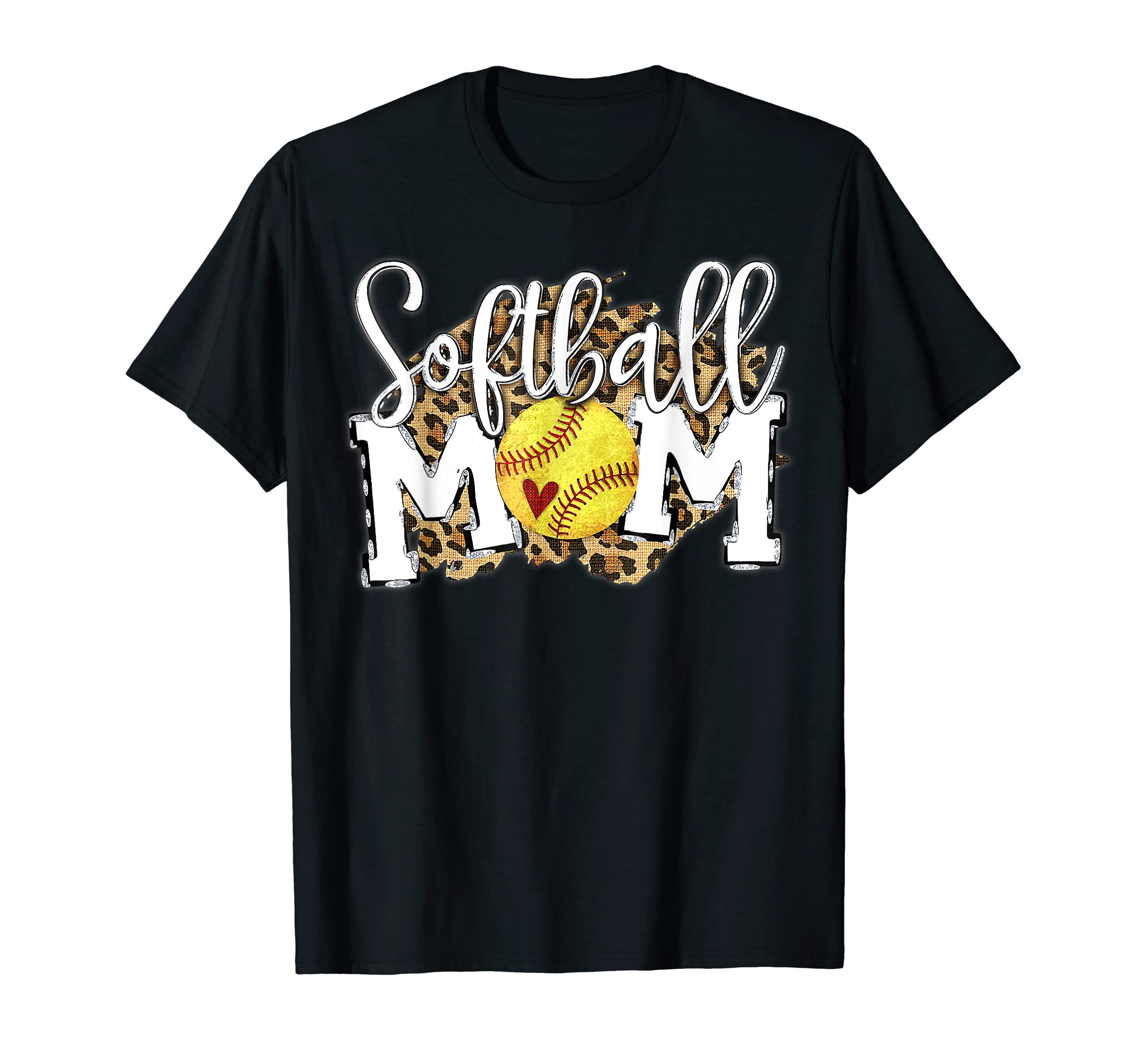 Softball Mom Leopard Funny Baseball Mom T-Shirt - Graphic Print for Adults - T-Shirt, Sweatshirt, Hoodie