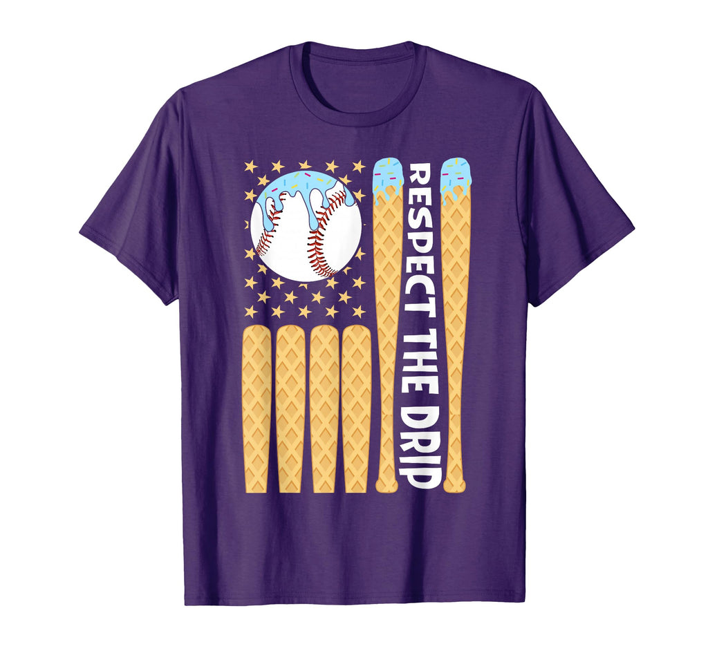 Baseball Drip Ice Cream American T-Shirt - Casual Everyday Wear for Adults - T-Shirt, Sweatshirt, Hoodie