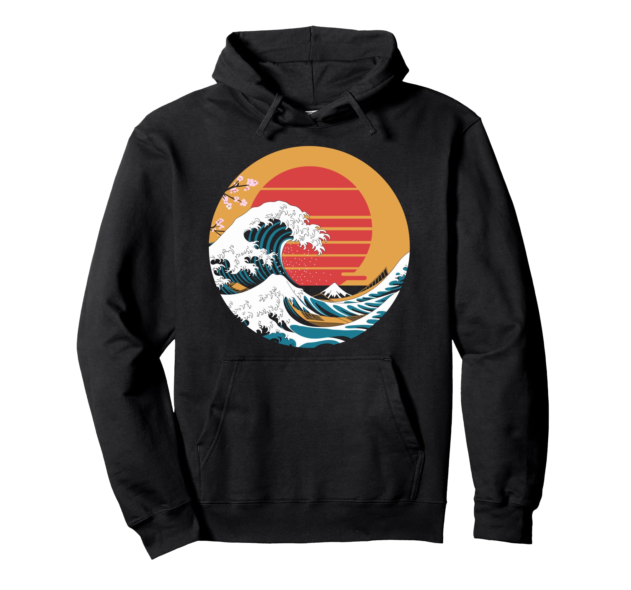 Big Wave Vaporwave Aesthetic 80S Anime Hoodie - Minimalist Print Men Women - T-Shirt, Sweatshirt, Hoodie