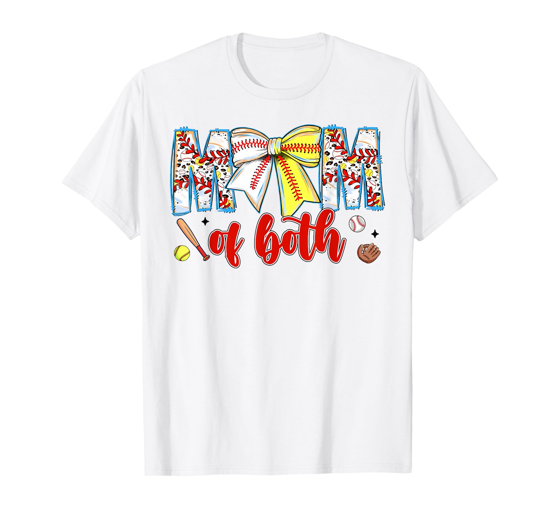 Mom Both Leopard Baseball Softball T-Shirt - Custom Art Print Men Women - T-Shirt, Sweatshirt, Hoodie