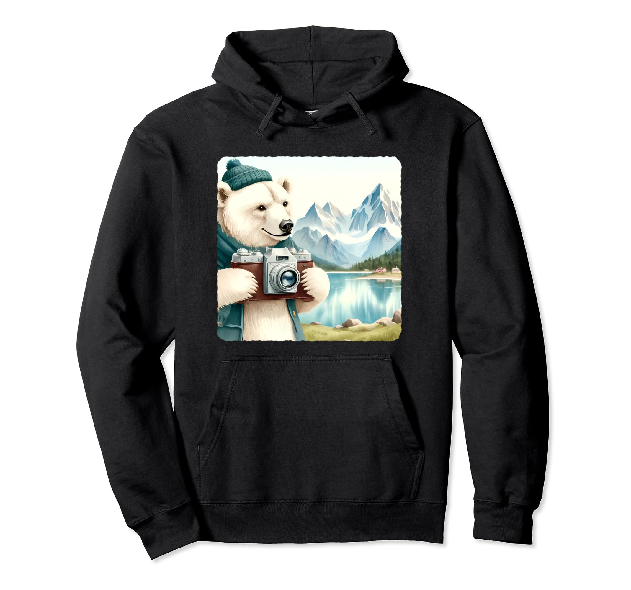 Ice Bear Photographs Mountain Landscape Hoodie - Aesthetic Graphic Unisex - T-Shirt, Sweatshirt, Hoodie