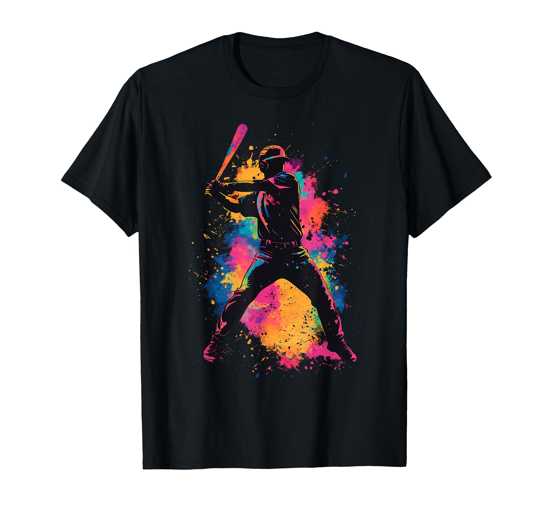 Colorful Baseball Player T-Shirt - Graphic Print Men Women - T-Shirt, Sweatshirt, Hoodie