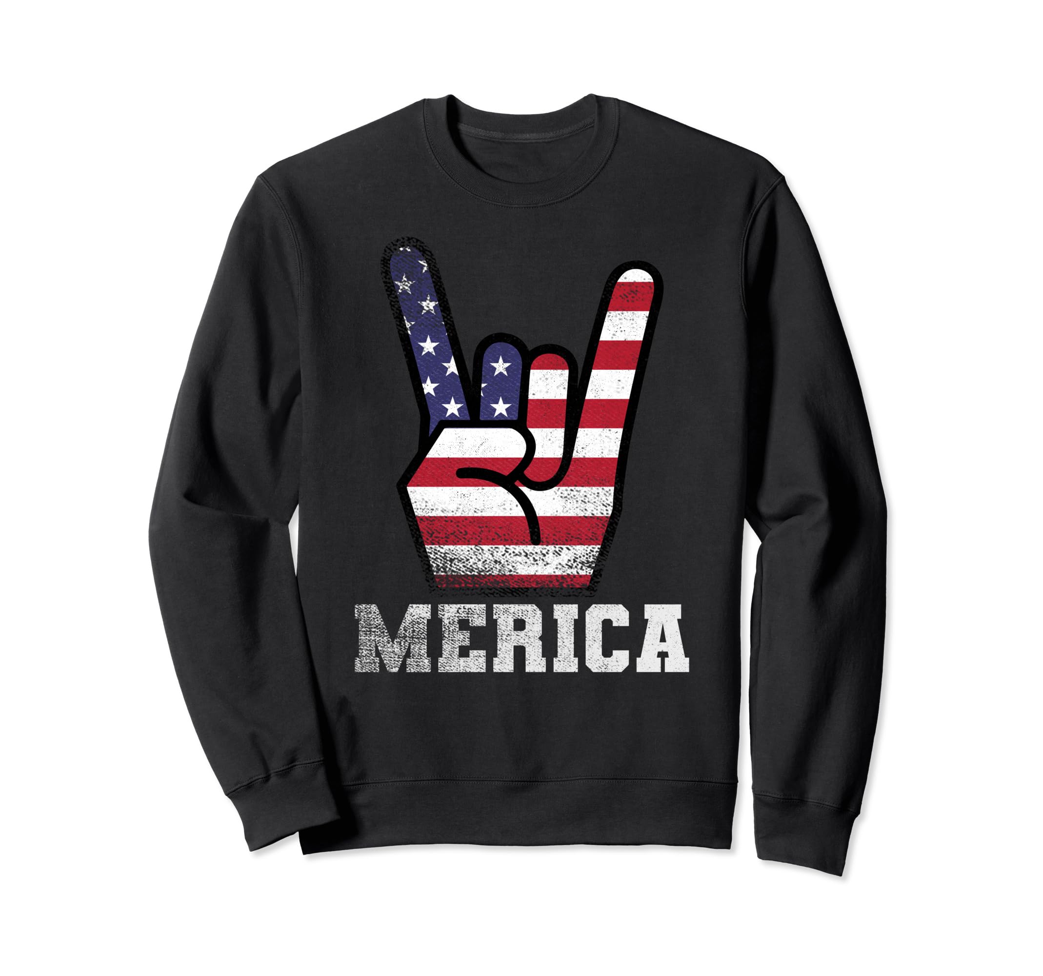 Merica Rocks Distressed Rock Sign Sweatshirt - Graphic Print Unisex - T-Shirt, Sweatshirt, Hoodie