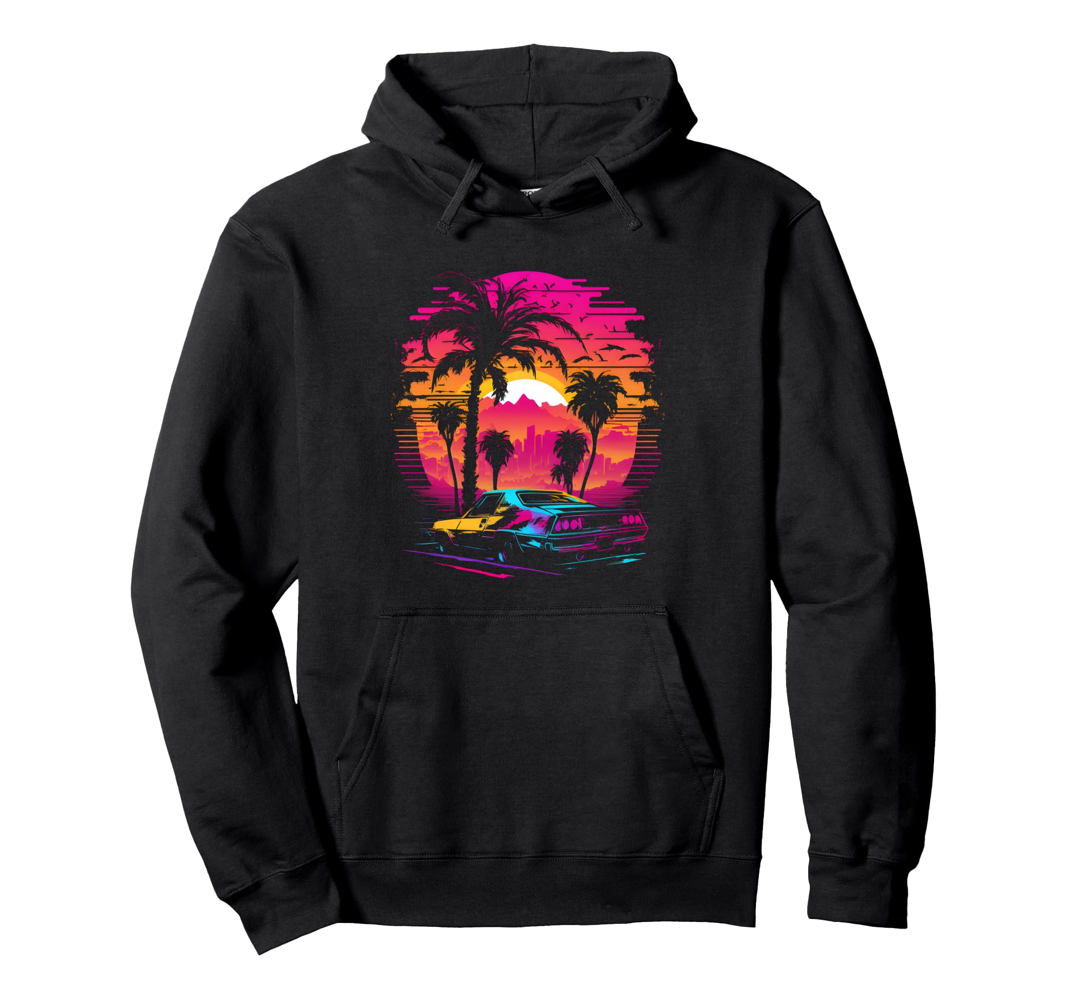 Retrowave Synthwave Aesthetic Sports Car Hoodie - Trendy Graphic Men Women - T-Shirt, Sweatshirt, Hoodie