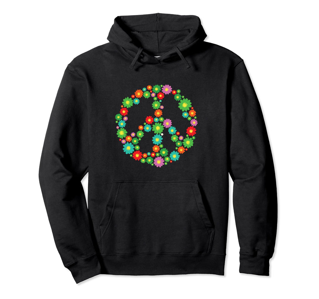 Flower Power Peace Sign Groovy Hoodie - Fun Novelty Design for Adults - T-Shirt, Sweatshirt, Hoodie