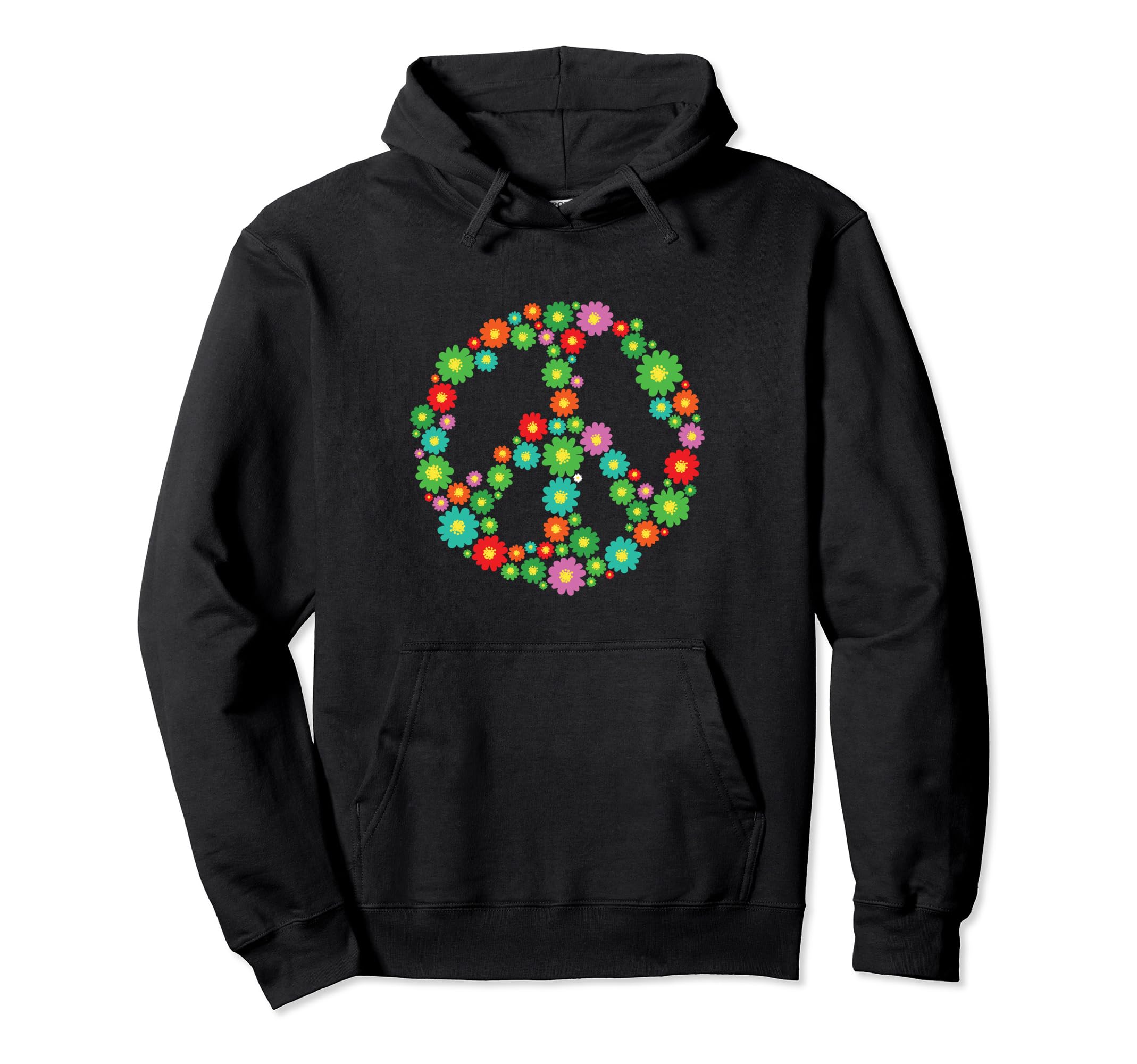 Flower Power Peace Sign Groovy Hoodie - Fun Novelty Design for Adults - T-Shirt, Sweatshirt, Hoodie