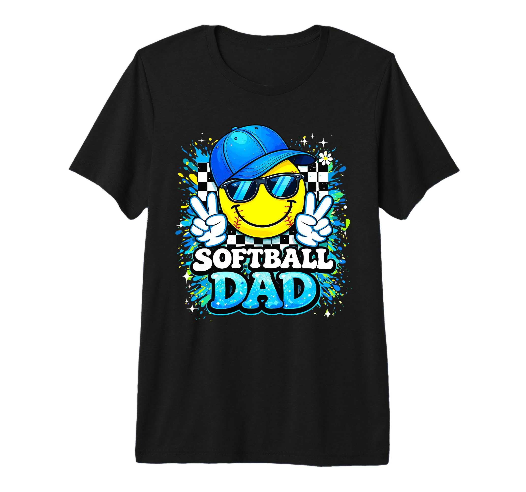 Peace Groovy Softball Dad Daddy Game T-Shirt - Casual Everyday Wear Unisex - T-Shirt, Sweatshirt, Hoodie
