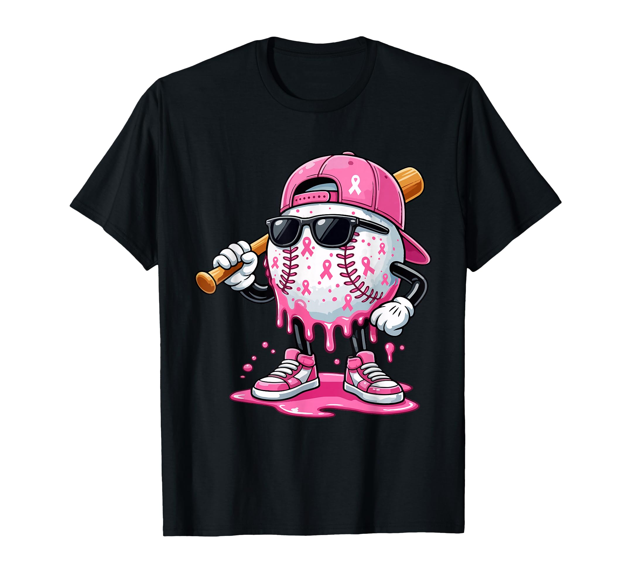Baseball Drip Ice Cream Breast T-Shirt - Aesthetic Graphic for Adults - T-Shirt, Sweatshirt, Hoodie