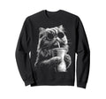 Persian Cat Drinking Iced Coffee Sweatshirt - Novelty Apparel for Adults - T-Shirt, Sweatshirt, Hoodie