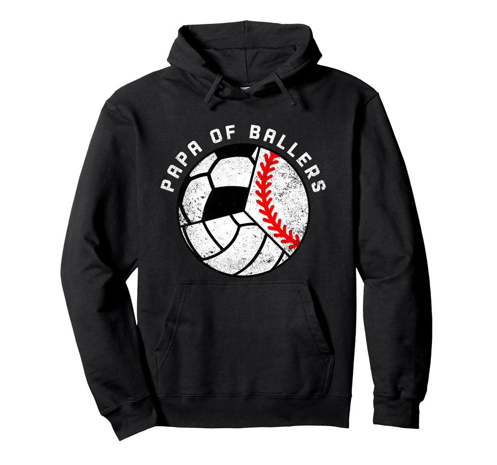 Papa Ballers Funny Baseball Hoodie - Minimalist Print for Adults - T-Shirt, Sweatshirt, Hoodie