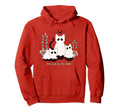 Ghost Cats Halloween Witchy Boho Floral Hoodie - Graphic Print for Adults - T-Shirt, Sweatshirt, Hoodie