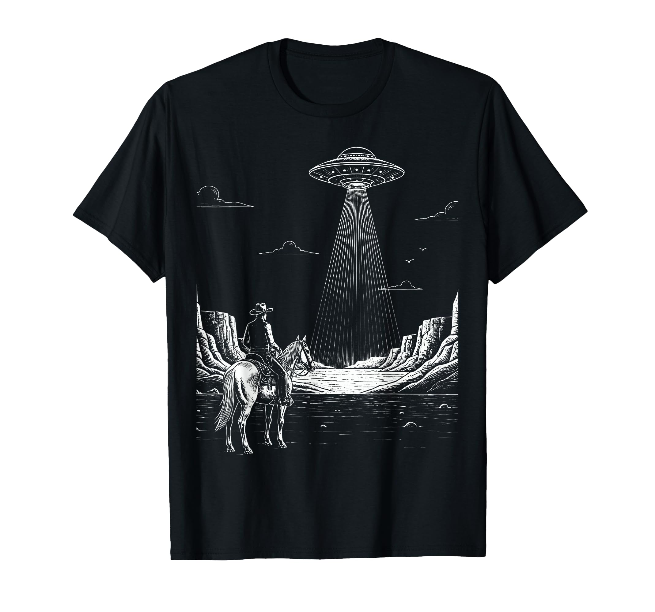 Cowboy Ufo Encounter Western Desert T-Shirt - Streetwear Style Men Women - T-Shirt, Sweatshirt, Hoodie