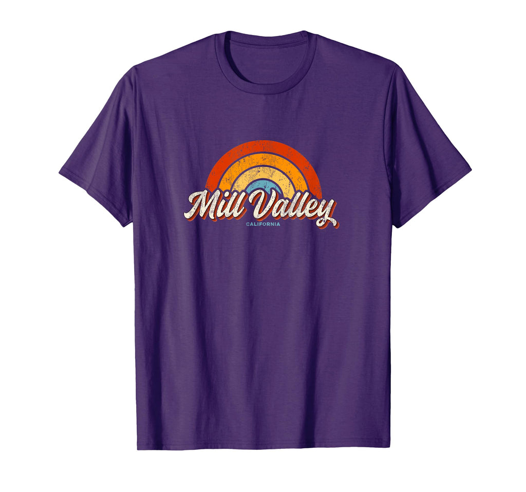 Mill Valley California Ca Rainbow 70S T-Shirt - Novelty Apparel for Adults - T-Shirt, Sweatshirt, Hoodie