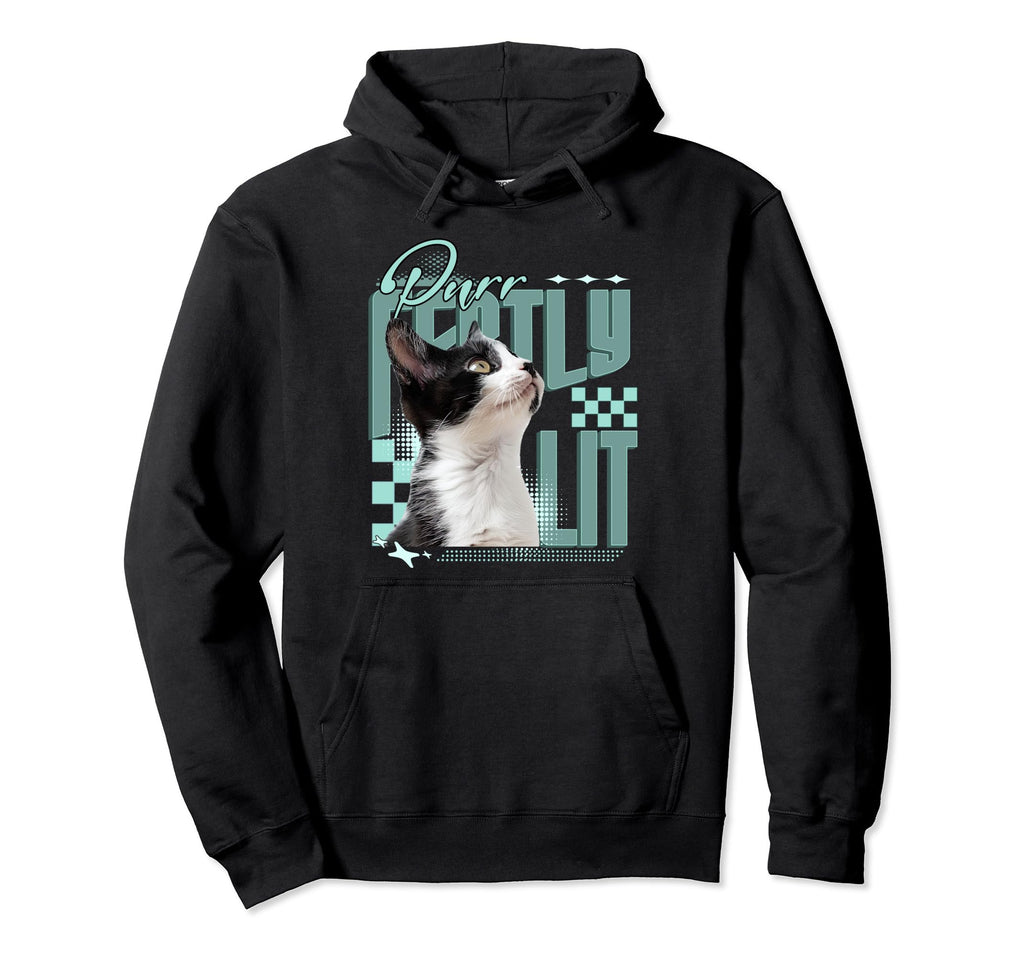 Purrfectly Lit Cat Y2K Kawaii Hoodie - Aesthetic Graphic for Adults - T-Shirt, Sweatshirt, Hoodie