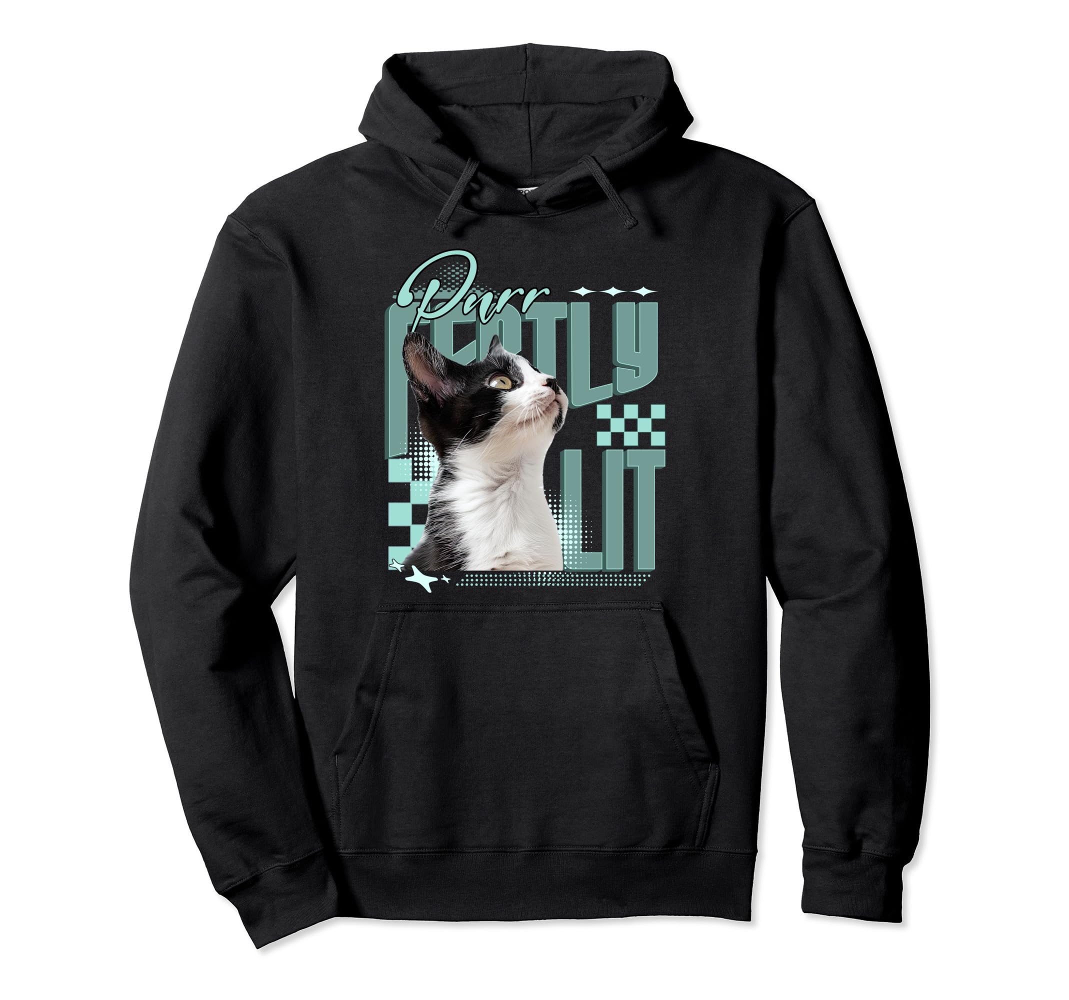 Purrfectly Lit Cat Y2K Kawaii Hoodie - Aesthetic Graphic for Adults - T-Shirt, Sweatshirt, Hoodie