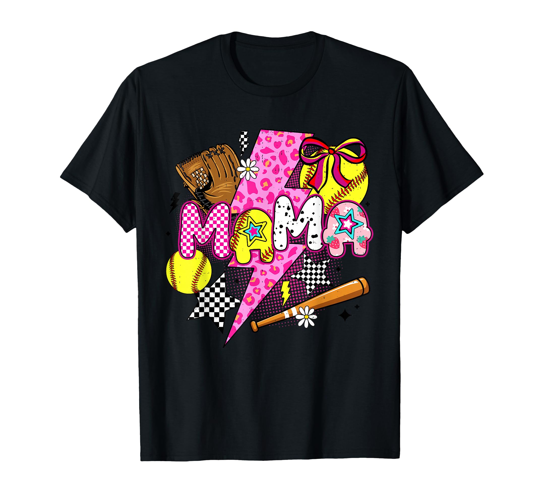 Softball Mama Cheer Mom Mothers Day Game T-Shirt - Custom Art Print Unisex - T-Shirt, Sweatshirt, Hoodie