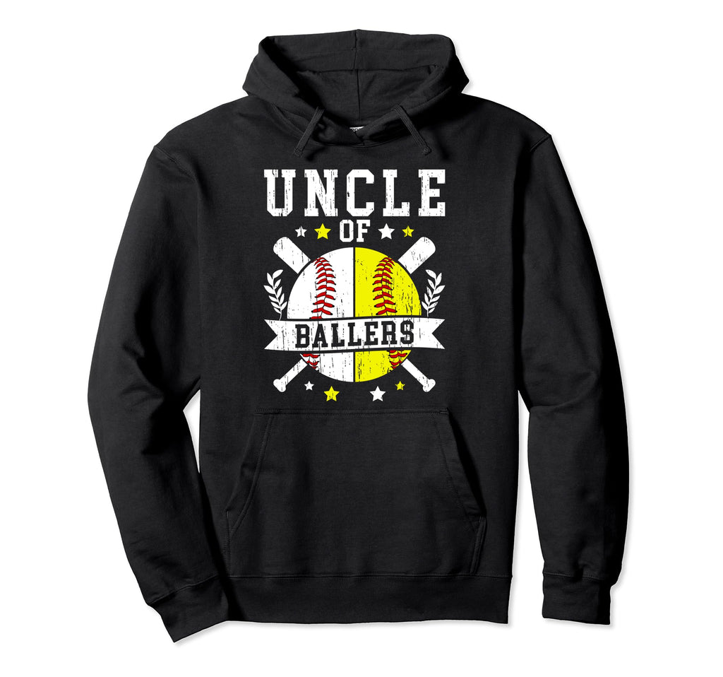 Uncle Ballers Softball Baseball Uncle Hoodie - Casual Everyday Wear Unisex - T-Shirt, Sweatshirt, Hoodie