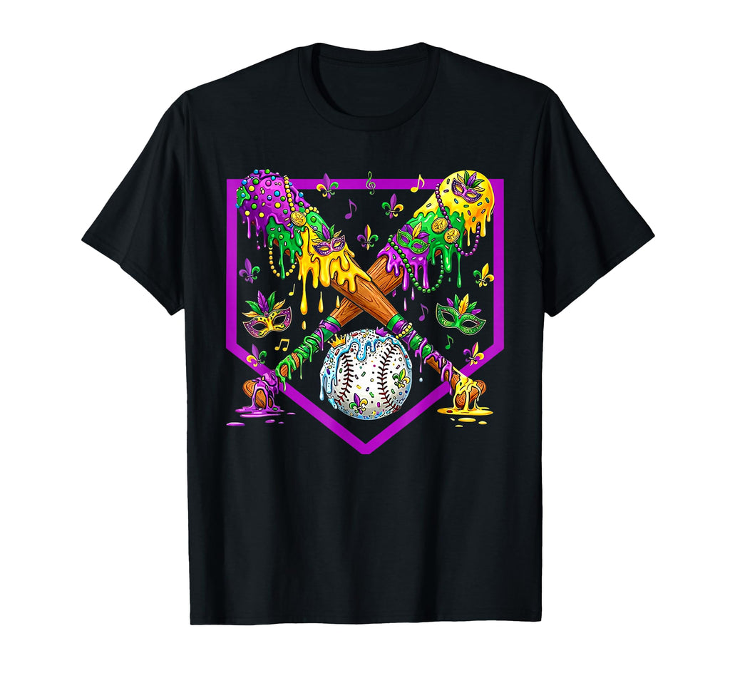 Baseball Mardi Gras Carnival Party T-Shirt - Novelty Apparel for Adults - T-Shirt, Sweatshirt, Hoodie