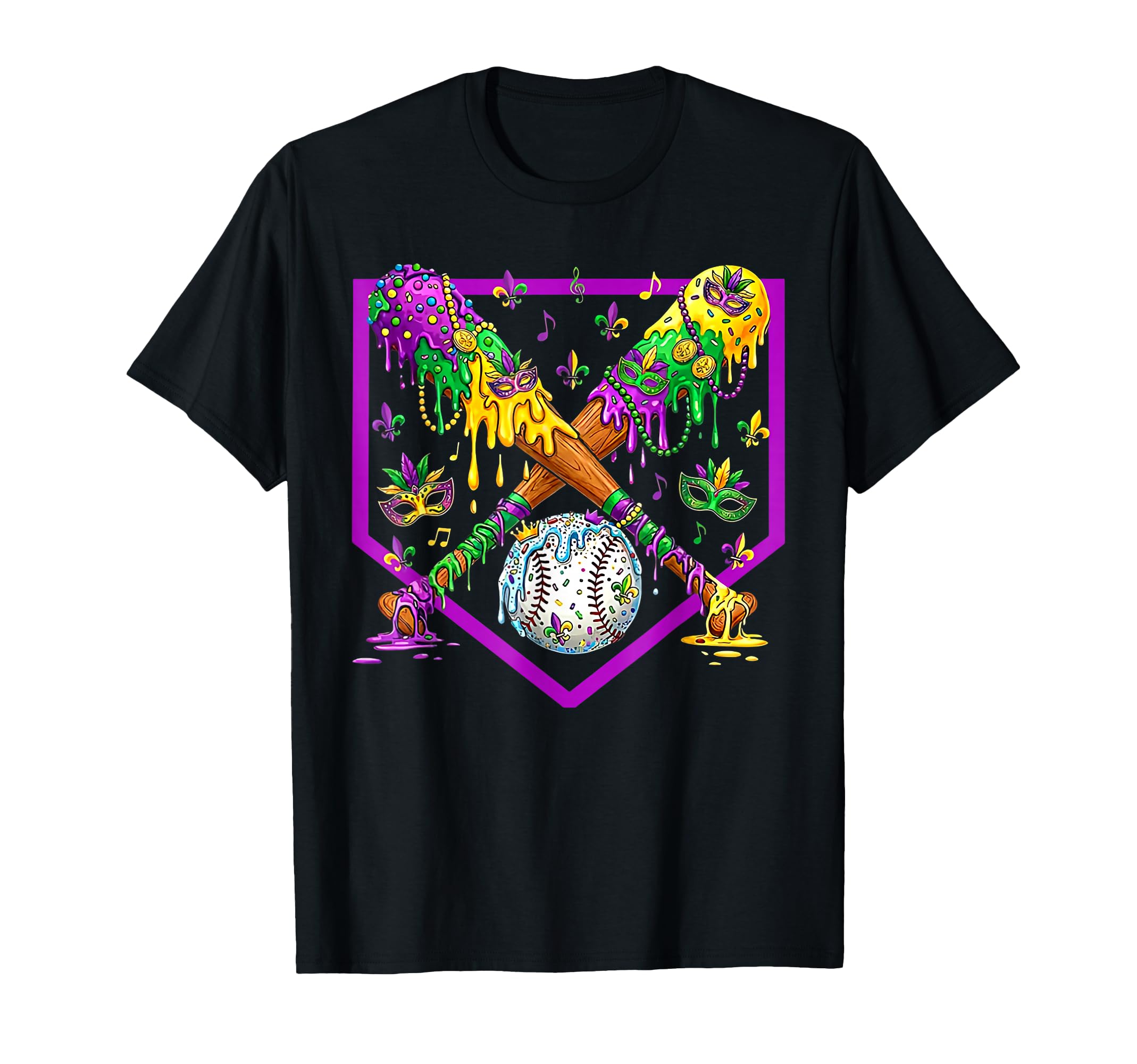 Baseball Mardi Gras Carnival Party T-Shirt - Novelty Apparel for Adults - T-Shirt, Sweatshirt, Hoodie
