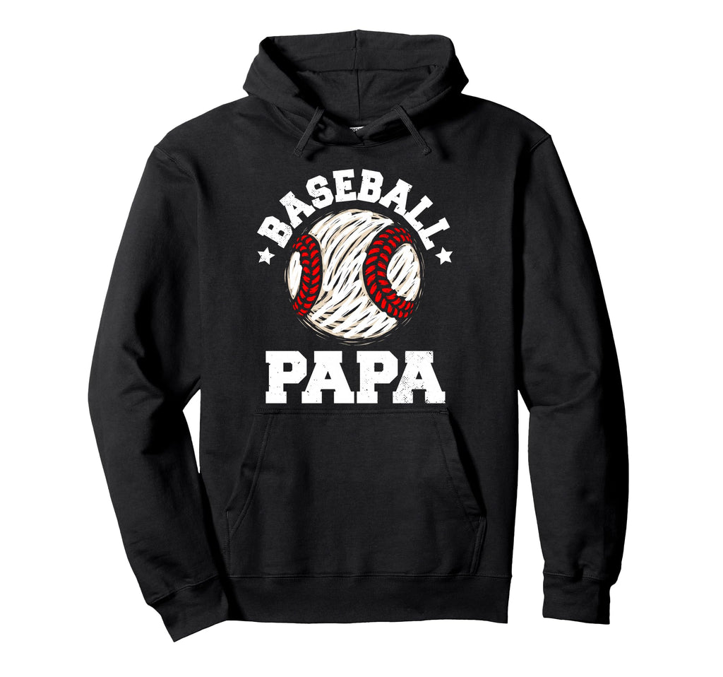 Baseball Papa Distressed Funny Grandpa Hoodie - Graphic Print for Adults - T-Shirt, Sweatshirt, Hoodie
