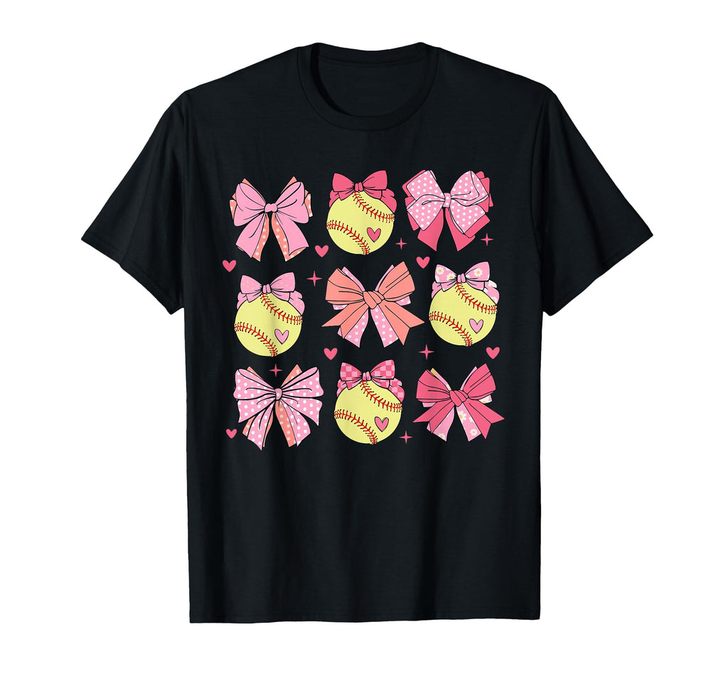 Softball Coquette Bow Softball Mom T-Shirt - Graphic Print Men Women - T-Shirt, Sweatshirt, Hoodie