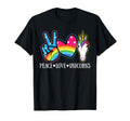 Peace Love Unicorn Rainbow Hippie T-Shirt - Fun Novelty Design Men Women - T-Shirt, Sweatshirt, Hoodie