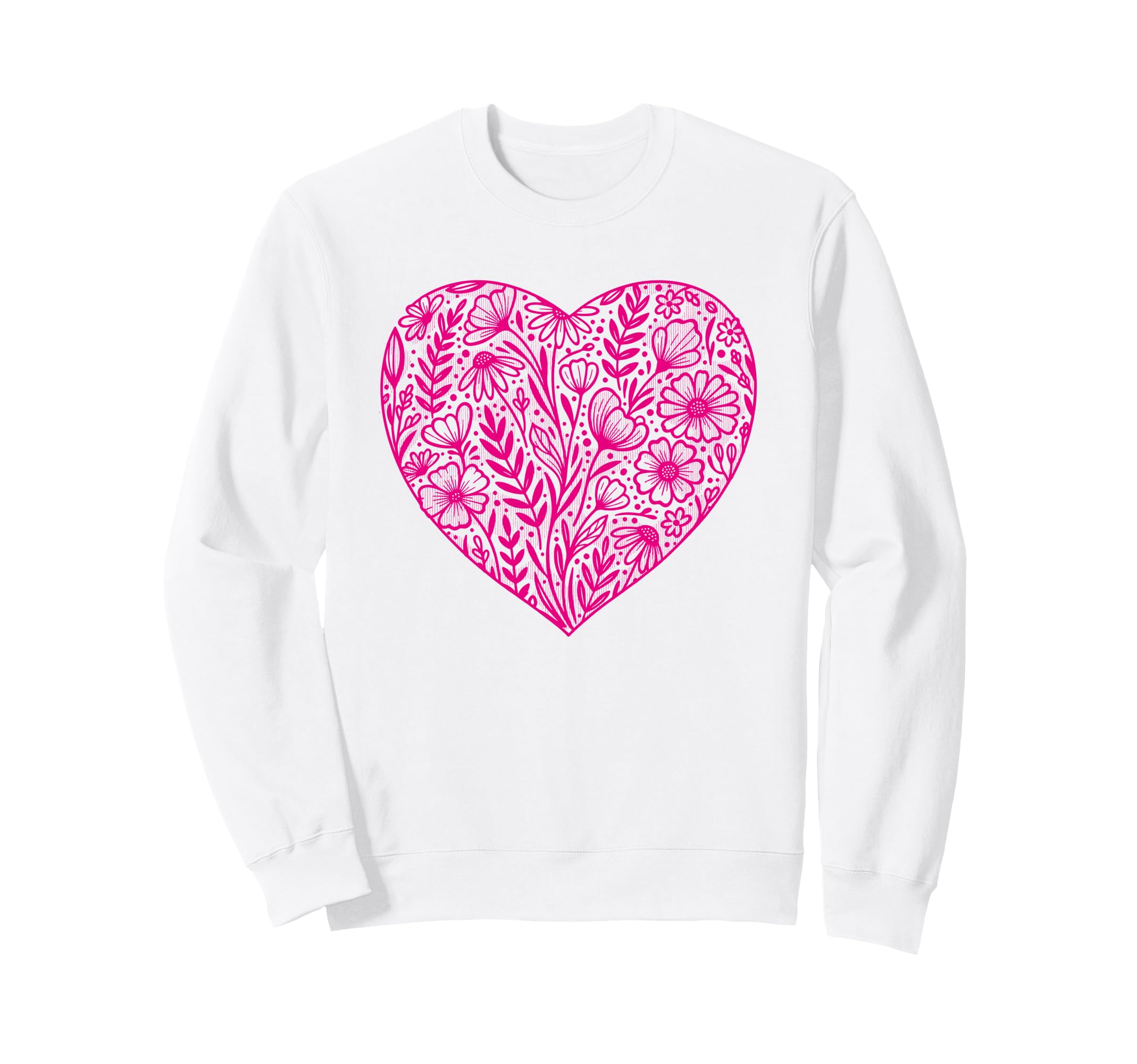 Boho Wildflowers Watercolor Heart Sweatshirt - Custom Art Print Men Women - T-Shirt, Sweatshirt, Hoodie