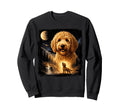 90S Goldendoodle Howling Moon Sweatshirt - Unique Graphic Men Women - T-Shirt, Sweatshirt, Hoodie