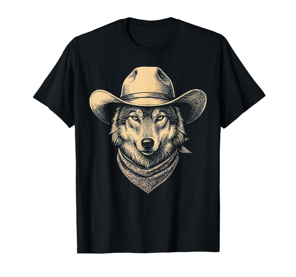 Wolf Cowboy Hat Bandana Western T-Shirt - Unique Graphic for Adults - T-Shirt, Sweatshirt, Hoodie
