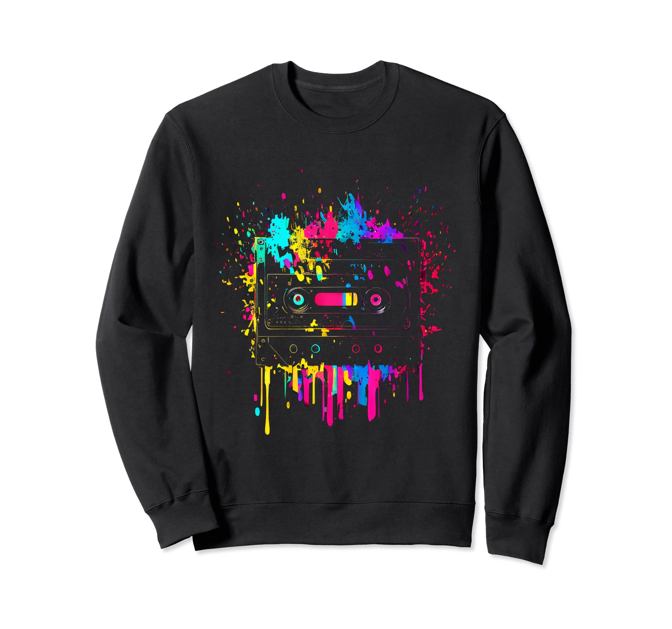 80S 90S Cassette Music Tape Sweatshirt - Novelty Apparel for Adults - T-Shirt, Sweatshirt, Hoodie