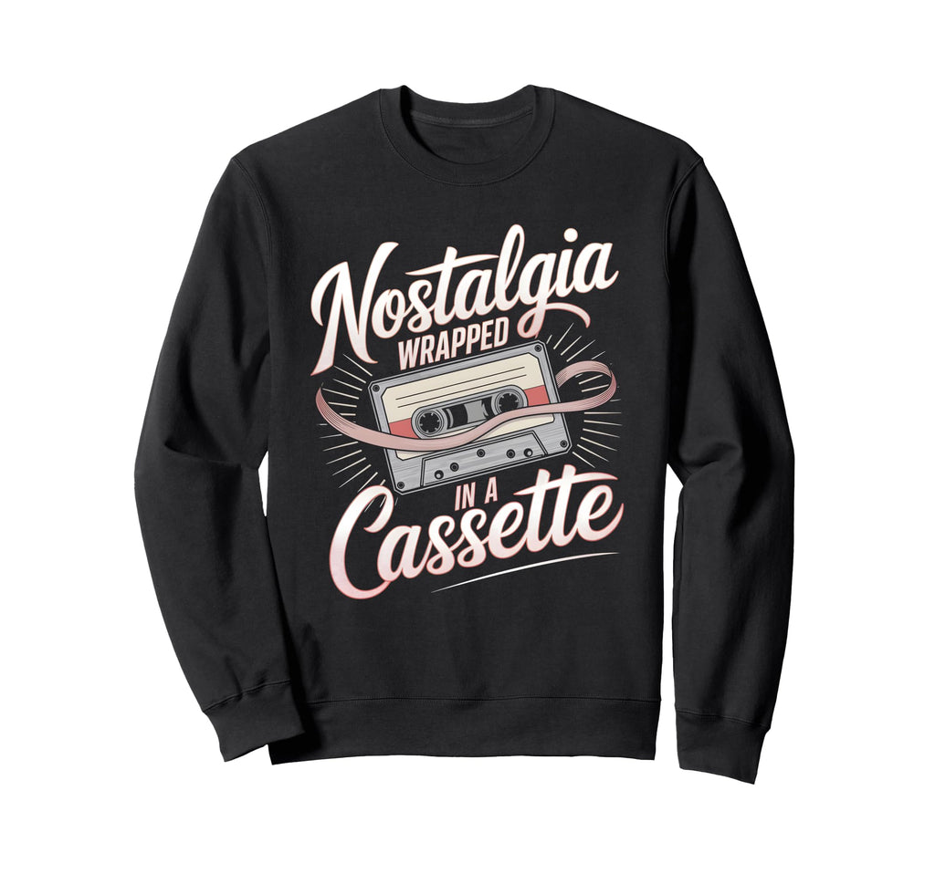 Cassette Lover Nostalgia Wrapped Sweatshirt - Minimalist Print for Adults - T-Shirt, Sweatshirt, Hoodie