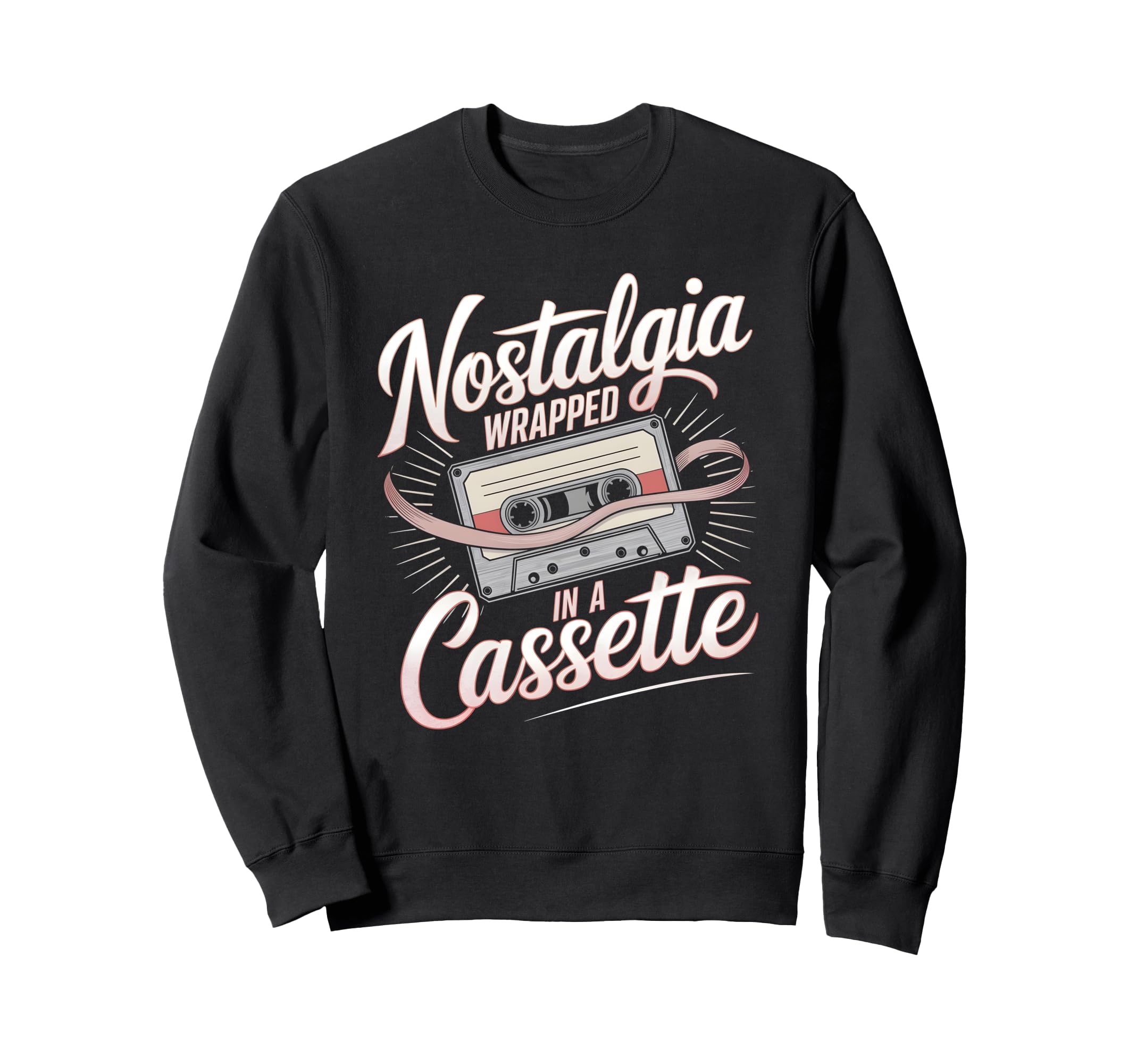 Cassette Lover Nostalgia Wrapped Sweatshirt - Minimalist Print for Adults - T-Shirt, Sweatshirt, Hoodie