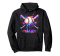 Neon Baseball Drip Color Splash Game Day Hoodie - Aesthetic Graphic Unisex - T-Shirt, Sweatshirt, Hoodie