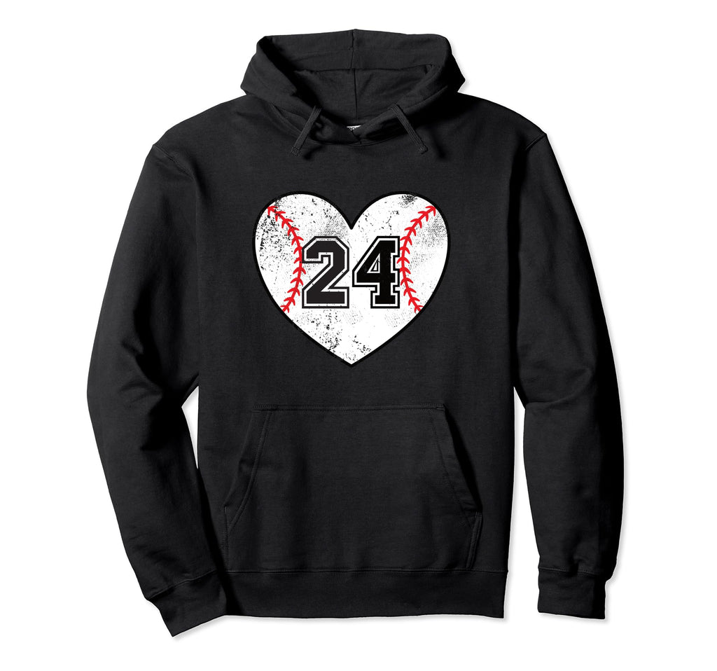 Baseball Heart Player 24 Baseball Mom Dad Hoodie - Custom Art Print Unisex - T-Shirt, Sweatshirt, Hoodie