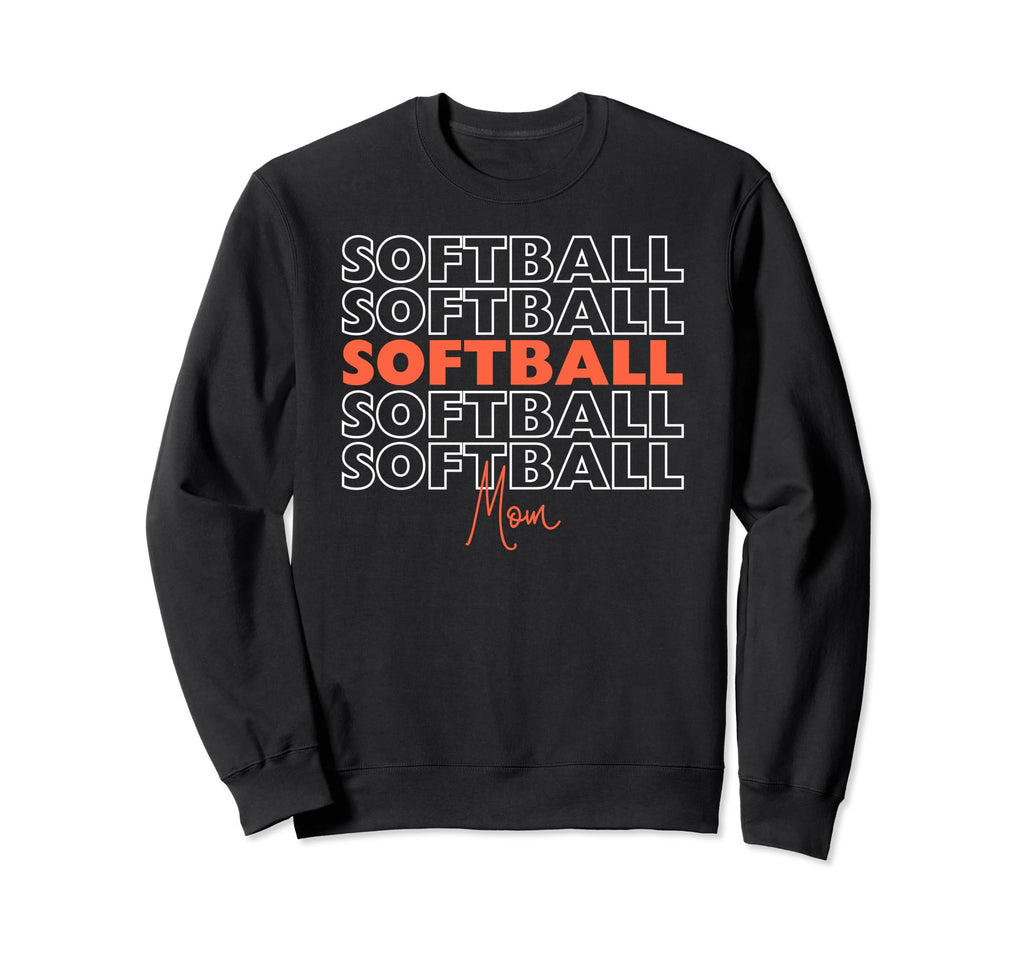 Softball Mom Orange Softball Team Mom Sweatshirt - Custom Art Print Unisex - T-Shirt, Sweatshirt, Hoodie