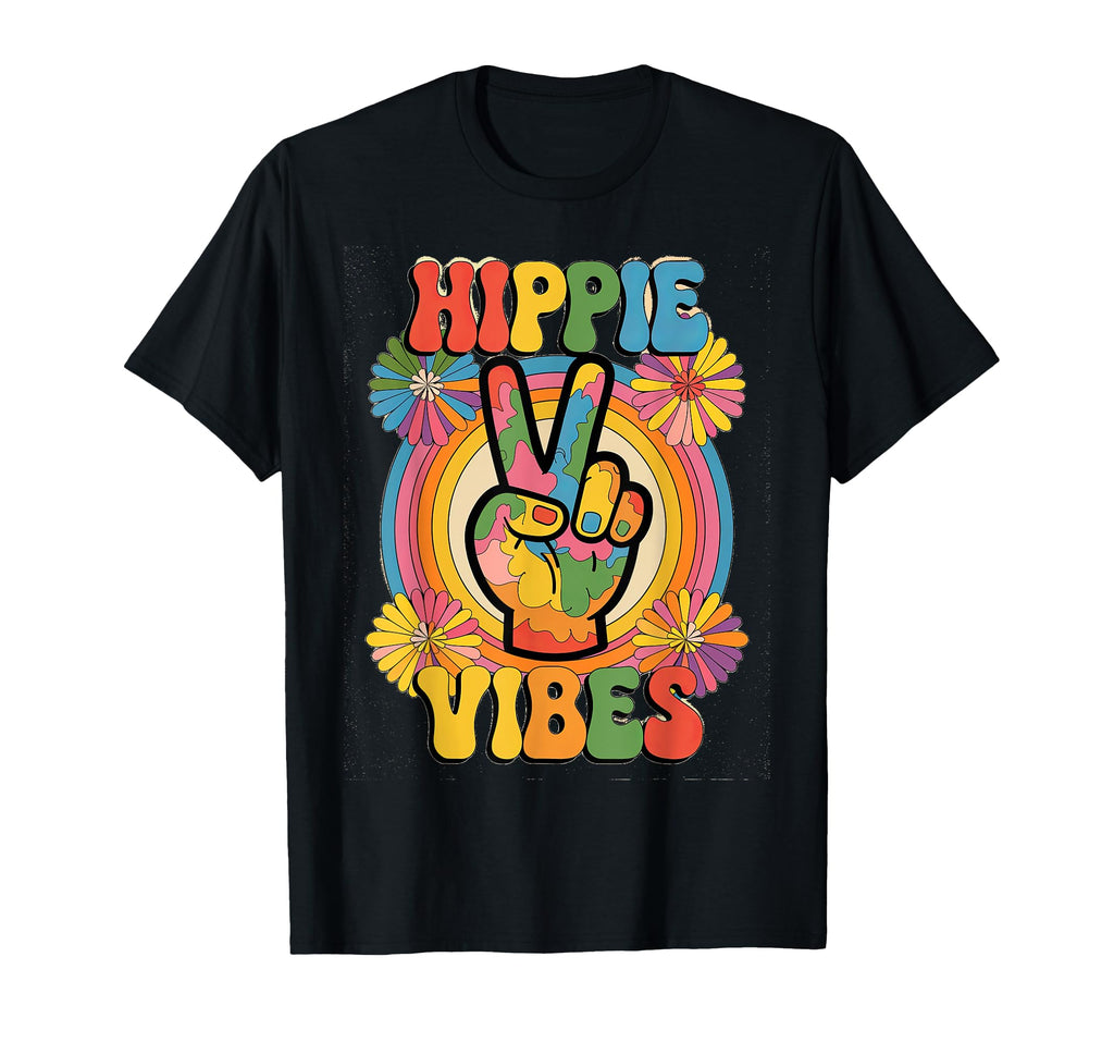 Groovy Hippie Vibes Flower Power Party T-Shirt - Unique Graphic Unisex - T-Shirt, Sweatshirt, Hoodie