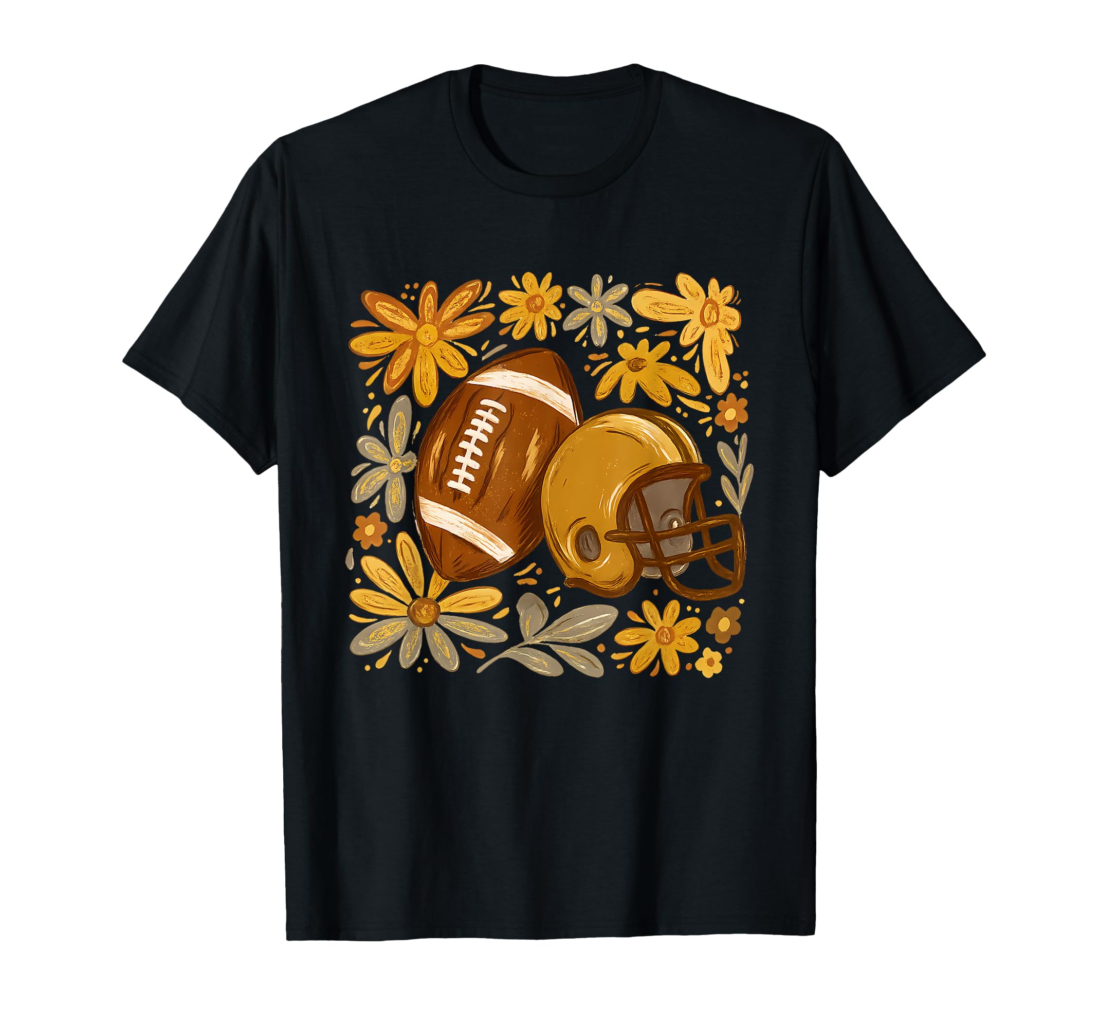 Floral Football Fall Boho Game Day Mom T-Shirt - Custom Art Print Men Women - T-Shirt, Sweatshirt, Hoodie