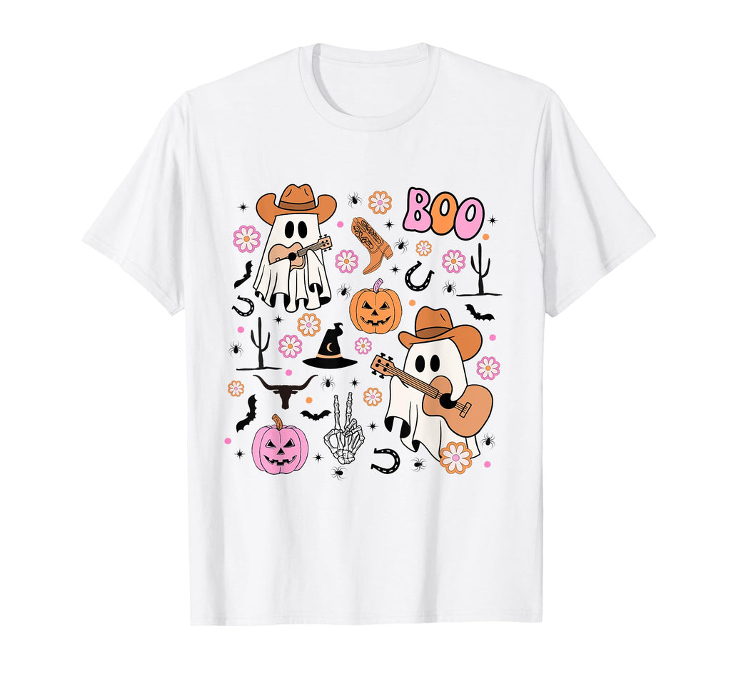 Spooky Ghost Cowboy Halloween Boo T-Shirt - Aesthetic Graphic Unisex - T-Shirt, Sweatshirt, Hoodie
