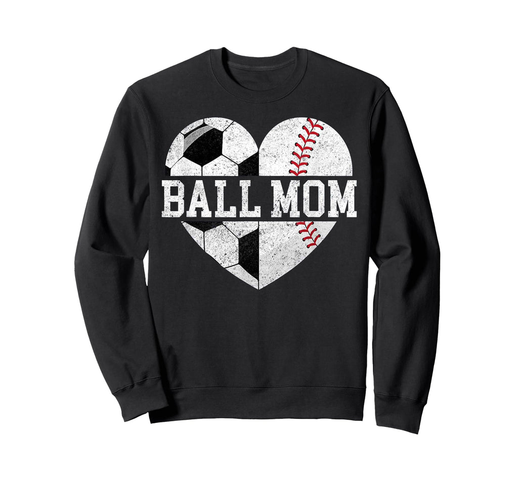 Mom Both Heart Soccer Baseball Sweatshirt - Casual Everyday Wear Men Women - T-Shirt, Sweatshirt, Hoodie