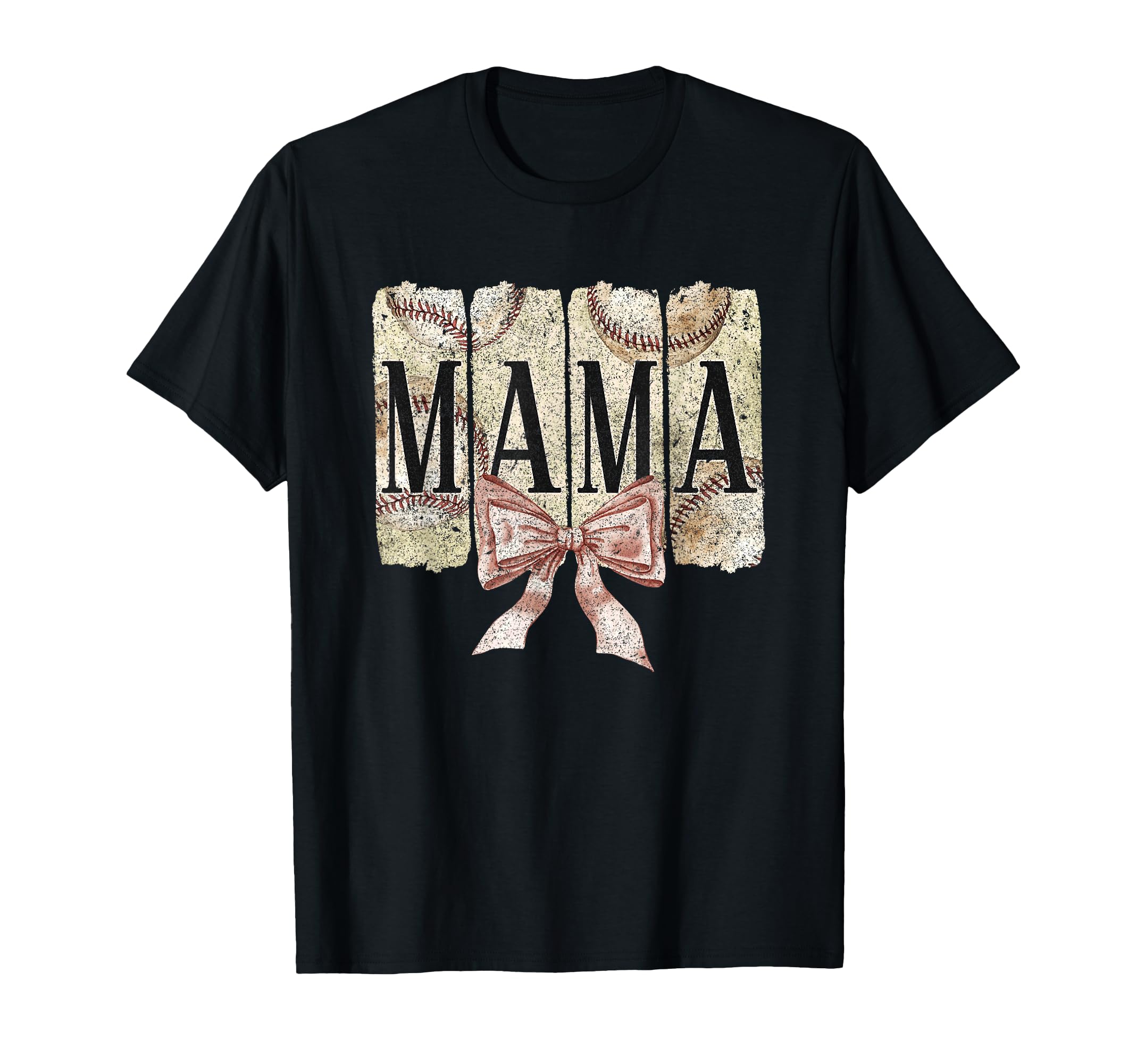 Mama Baseball Bow Rustic T-Shirt - Graphic Print Men Women - T-Shirt, Sweatshirt, Hoodie