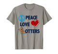 Otter Lover Peace Love Otters Heart T-Shirt - Custom Art Print Unisex - T-Shirt, Sweatshirt, Hoodie
